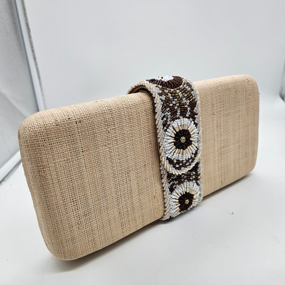 Flora Bella Clutch Straw Beaded Nwt bag handbag - Picture 7 of 11